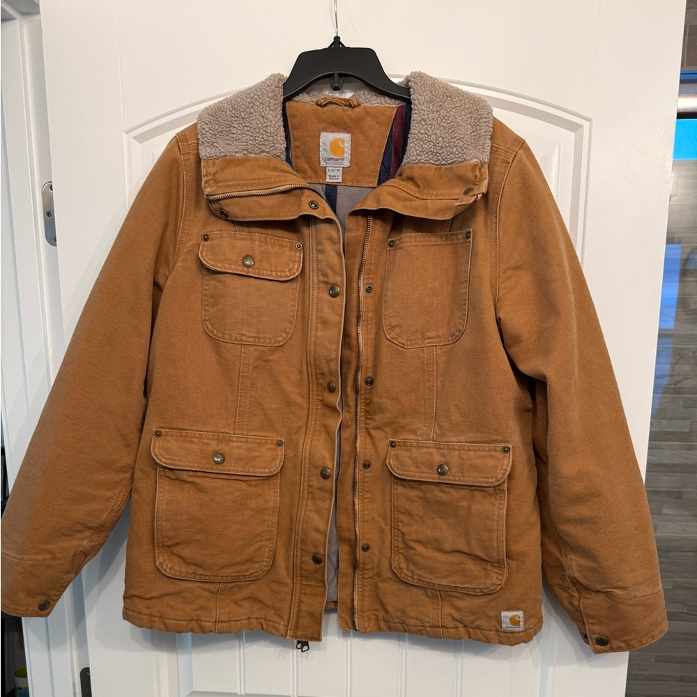 Vintage Carhartt Weathered Duck Canvas Wesley Blanket Lined Zip Up Jacket